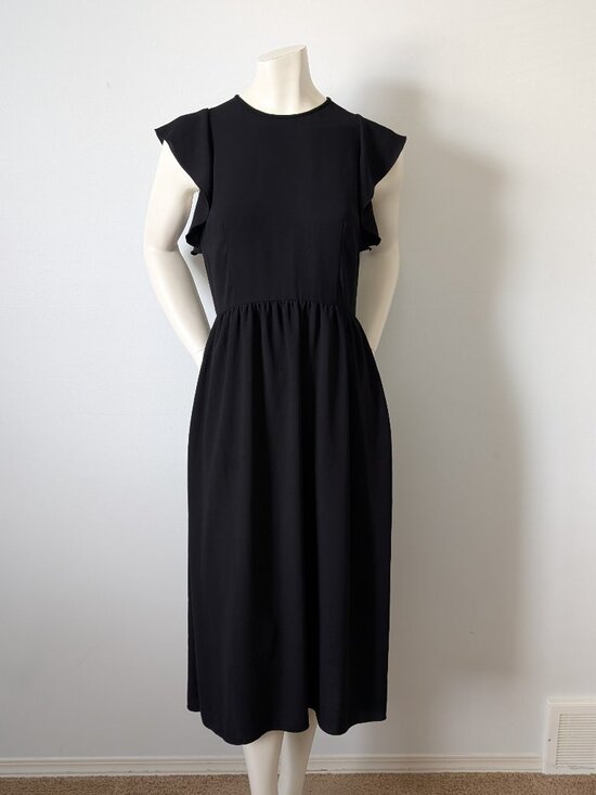 Wilfred Dresses & Skirts - Wilfred by Aritzia - Classic Black Flutter-Sleeve Midi Dress – Size 8